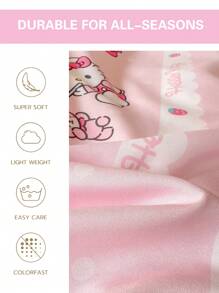 Sanrio Cute Print 2/3pcs Bedding Set - Hello Kitty/Kuromi/Cinnamoroll/Pochacco (1pc Duvet Cover + 1/2pc Pillowcase, No Filling) Cartoon Full Size, Soft & Comfortable, Suitable For Dorm, Home Bedroom, Hotel, All Seasons, With Zipper Closure And Pillowcase, Multi-Color Durable, Oversized Bedding Set, Oversized Duvet Cover - Strawberry Shortcake KT - View 5