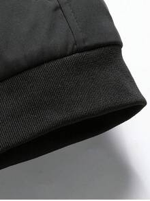 冬季大码男士休闲户外拉链保暖内衬加厚保暖夹克，适合秋冬户外 - 黑色 - 查看 10