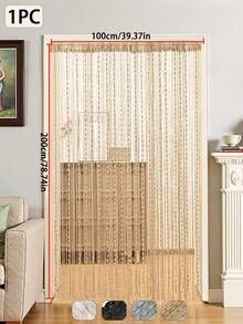 1pc Tasseled Curtain, Minimalist Style Curtain With Rod Pocket, Suitable For Living Room, Bedroom, Kitchen, Room Divider, Doorway, Home Decor, Wedding Decor