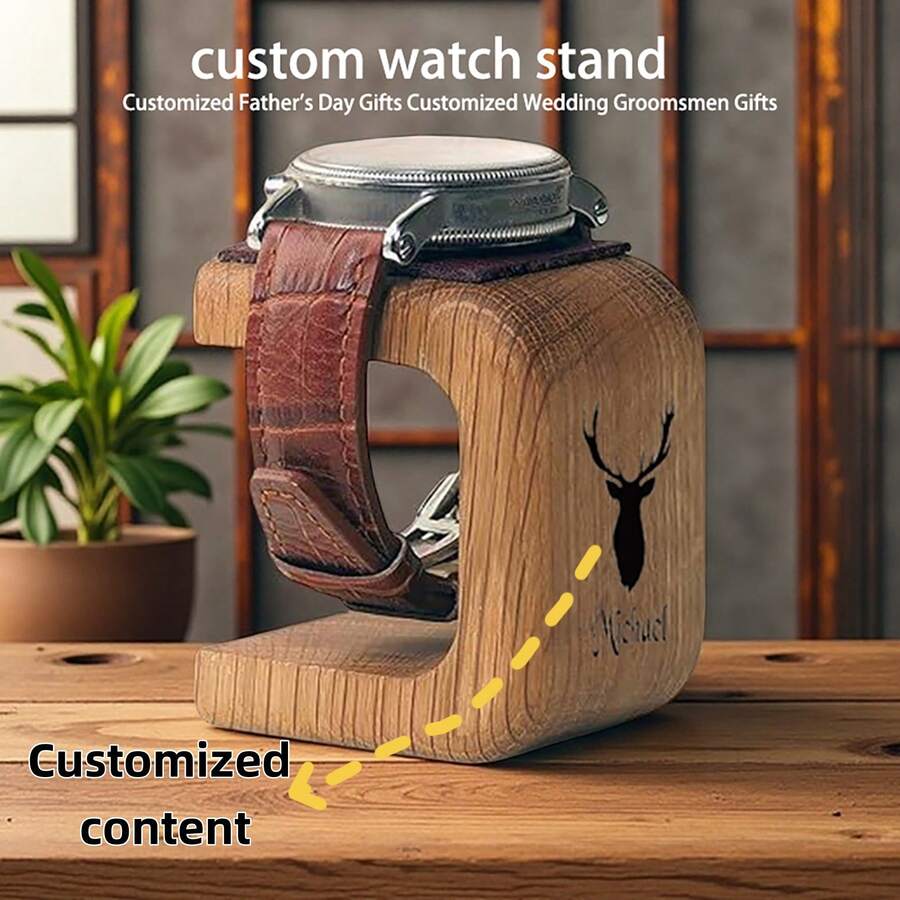 1 Personalized Handmade Solid Wood Dial - Unisex Display Stand - Customizable With Name, Date And Message - Perfect For Halloween Or Christmas Display - Brown 2.76in*2.36in*1.97in - View 1