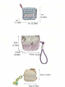 1Pc Cute & Fresh Lace Earphone Case, Compatible With Apple Earphones Protection Cover, Soft Case For Wireless Bluetooth Earbuds, Purse Grid Pattern Floral Earphone Bag,Christmas Gifts, Wedding Gifts