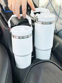 1 件 - 带翻盖吸管和手柄的不锈钢水杯、不锈钢防漏平底杯、双层隔热水瓶、可重复使用的杯子和适合放在杯架上的便携式旅行杯。便携式香水旅行可再填充瓶、5 毫升旅行装雾化器分配器、口袋钱包香水随身容器、旅行喷雾瓶 - 白色 - 查看 3