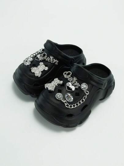 1 双时尚男女通用 EVA 一脚蹬休闲可爱透气凉鞋，适合春夏季