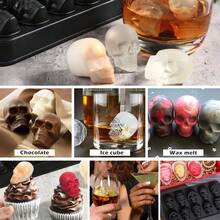 1 Peça Molde Criativo de Barra de Caveira, Forma de Gelo de 4 Cavidades, Molde de Gelo em Forma de Diamante para o Verão, Molde de Chocolate em Forma de Caveira de Silicone, Molde de Gelo para Gelatina, Pudim, Doces, Suprimentos de Cozimento Doméstico, Decorações de Bolo, Volta às Aulas, Suprimentos para Festa de Halloween