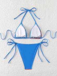 3pcs/Set Summer Floral Print Spaghetti Strap Bikini Set & Skirt For Women Vacation Beach - Multicolor - View 4