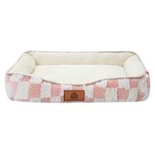 1 قطعة سرير حيوانات أليفة ذو نمط الشطرنج للكلاب والقطط، مصنوع من مادة قطيفة دافئة ومقاومة للرياح، مناسب للكلاب الصغيرة والمتوسطة والكبيرة، قاعدة مانعة للانزلاق ومقاومة للرطوبة، متوفر بألوان متعددة