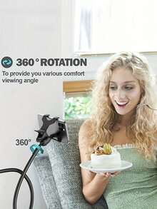 1pc Phone Stand Phone Holder 360° Rotating Universal Adjustable Gooseneck Slouchy Smartphones Bracket, Overhead Cell Phone Mount, Double Clip Mount, Compatible With Cellphone 4-7'', Reserve The Charging Port,Suitable For Various Scenarios, Such As Living Rooms, Bedrooms, Kitchens, Toilets, Etc., And Is Also A Perfect Choice For Giving Gifts.