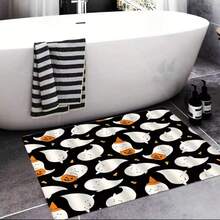 1pc Halloween Pumpkin Themed Bathroom Mat, Super Soft Absorbent Carpet, Non-Slip Washable Shower Tub Mat, Home Holiday Decor Accessory, 2D Flat Print 50x80cm