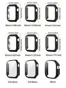 3 件装 3 合 1 钢化玻璃膜硬质 PC 保险杠外壳，适用于 Series 10 9 8 7 6 5 4，兼容 38mm/40mm/41mm/42mm/44mm/45mm/46mm/49mm i Watch 屏幕保护膜保护壳面罩，适用于女士男士，超薄保护，透明/黑色/玫瑰金 - 星光+玫瑰金+透明 - 查看 6
