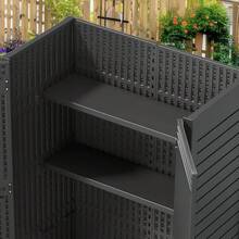 Metal Storage Shed Shelves For 59 Cuft Vertical Outdoor Storage Shed,2PCS Space-Saving Waterproof Shelf With 8 Screws For Outdoor Storage Sheds, 51 Inx13.8 In, Easy Assembly, 22 Lbs, Black - Gray - 查看 2