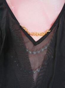 1pc Sexy Mesh Sheer Lingerie Slip Dress With Pearl Decor, Suitable For Sleepwear And Intimate Apparel