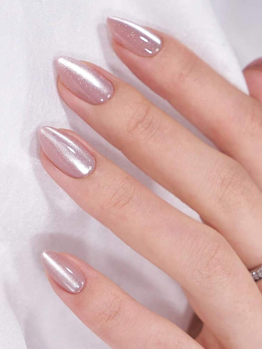 30 móng tay giả acrylic ngắn hình vuông/hình hạnh nhân màu hồng bóng, hiệu ứng mắt mèo, móng giả thiết kế mắt mèo chuyển màu bóng bẩy, phù hợp cho các lễ hội, thường ngày, sinh hoạt hàng ngày, trang trí móng tay mùa xuân/hè. - Bụi hồng - Xem 1