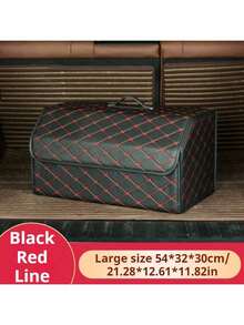 1 件可折叠多功能汽车后备箱储物盒，皮革材质，通用 - 黑色 - 查看 18