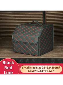 1 件可折叠多功能汽车后备箱储物盒，皮革材质，通用 - 黑色 - 查看 16