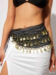 1 bộ trang phục múa bụng dây thắt lưng, trang trí bodysuit thắt lưng lưới kim loại, dây thắt lưng đồng xu vàng để khiêu vũ, phong cách Boho - Nhiều màu - Xem 10