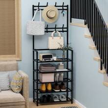 Sześciokątny obrotowy wieszak na ubrania z kółkami - solidna metalowa rura 16 mm, niezależne wiszące wieszaki na ubrania, przenośna konstrukcja, wydajne przechowywanie i eksponowanie ubrań, czarno-biały, organizer do pralni | Sześciokątny design | Metalowa konstrukcja, łatwy w przechowywaniu balkonowy wieszak na ubrania