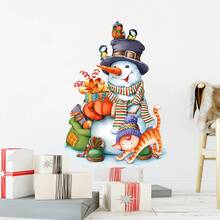 Cartoon Weihnachtsmann Wandaufkleber, geeignet für Weihnachtstür Aufkleber, Schlafzimmer, Wohnzimmer, Arbeitszimmer, Weihnachtsbaum Dekorationsaufkleber, selbstklebende Wandaufkleber, Feste, Partys, Atmosphäre, Dekoration