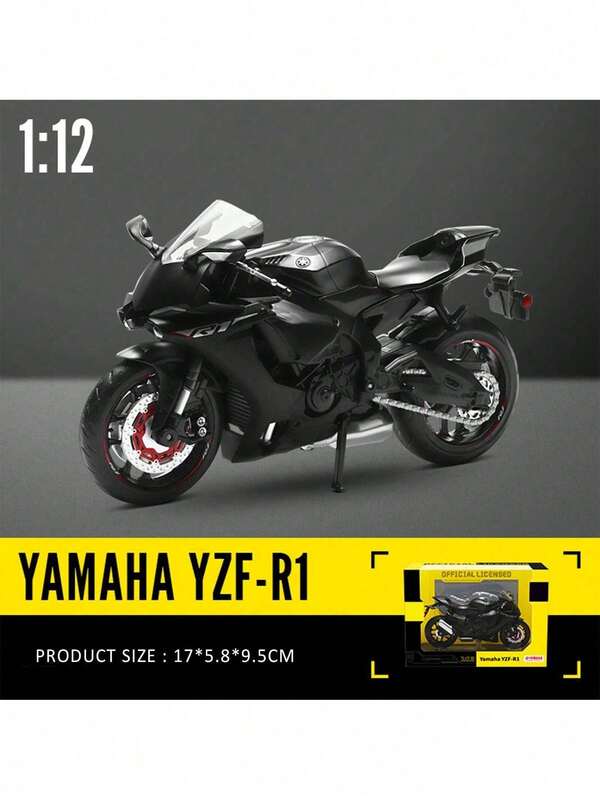 Burago 1:12 Scale Yamaha YZF-R1 Diecast Motorcycle Model Miniature Collection Toy Car Desktop Ornaments Wih Display Base Perfect Gift For Children Men