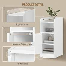 HEXCELEN Bedside Table, Narrow Side Table With 1 Cabinet Door, Nightstands With Open Compartment, Reversible Door, Space-Saving, Suitable For Bedroom, Living Room, White - trắng - Xem 7