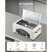 High Temperature Autoclave Machine, 2L, 300W High Temperature Cleaner Machine Box With Adjustable Temperature And Time, Dry Heat Cabinet Nail Tool Cleaner For Labs, Home, Nail And Beauty Salons - 美規A型插(110-127V) - 查看 3