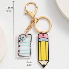 1pc Graduation Season College Style Big Pencil With 2D Acrylic Colorful Flag Book Key Pendant Holiday Gift For Teachers Teachers Small Gift Pendant Used As A Souvenir Daily Versatile Pendant Inspirational Pencil Keychain Set For Teachers And Students - 2025 Graduation Gift, Classroom Decor, Backpack Charm Back To School Season Bag Charms Car Accessories Friend Sister Gift Ideas