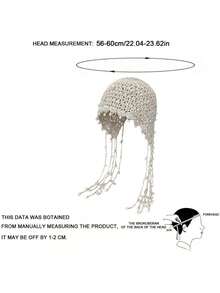 1 pieza Gorro de punto grueso hecho a mano con calado, gorro de punto con borlas cálido, accesorio de moda para mujer, adecuado para invierno, estilo bohemio, 4 de julio, conjunto madre-hija, Halloween, vacaciones