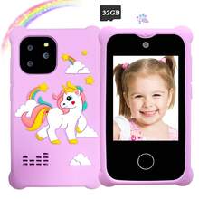 Neues Einhorn Kinder Handy Spielzeug für 3-8 Jahre alte Jungen & Mädchen, Halloween Weihnachten Kinderspielzeug Telefon mit 32GB Karte, 2,8 Zoll HD Touchscreen mit 18 Lernspiele, Dual Kamera + Videoaufnahme, ultimativer Party Fotografie Begleiter