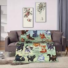 Warrior Cat Blanket - Ultra Soft Flannel Blanket, Includes 12 Varieties (Dark Stripes, Lion Heart, Storm Fire, Etc.) - Comfortable Sofa, Bed, Office, Travel Blanket - Perfect Gift For Cat Lovers - All-Season Home Decor, Cat Blanket, Office Blanket, Vivid Illustrations, Plush Material, Cat Enthusiasts, Modern Design, Durable Material, Pet Owners, Cozy Soft Flannel Blanket & Suitable For Birthday Anniversaries, Valentine's Day, Thanksgiving, Christmas, Halloween, Wedding, New Year Gifts Provide Personalized Ideal Gifts For Her, Him, Family Members, Boyfriends, Girlfriends, Fathers, Family Members, Mothers, Lovers, Daughters, Sons, Grandfathers, Grandmothers, Friends, Classmates And Pets. Sofa, Bed, Car, Bedroom, Living Room, Office, Outdoor Camping, Beach, Wall Decoration, Bedroom Decor, Halloween Blanket, Fall Decor, Fall Decorations For Home, Christmas Party Theme Blanket, Christmas Decor, Office Decoration - 彩色 - 查看 4