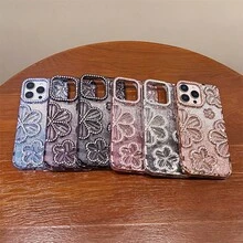 闪光电镀复古个性化镂空 3D 花卉防震 TPU 多巴胺手机壳，适用于 11、 13、 14、 14 Pro Max、 15、 15 Pro、 15 Plus、 15 Pro Max、 16、 16 Pro、 16 Plus、 16 Pro Max、 17、 17 Pro、 17 Air、 17 Pro Max - 粉色 - 查看 6