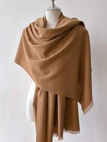 FADZOYLE 1件装女士优雅纯色围巾羊绒披肩头巾，四季皆宜，秋冬季保暖，短流苏加长款，简约优雅，多功能颈部围巾，适合办公室、户外、日常使用，可作礼物、晚宴、婚礼配饰，也可作为礼服搭配。 - 彩色 - 查看 25
