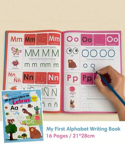 A4 Spanish Alphabet Handwriting Practice Notebook, Early Education Learning Book For Kids