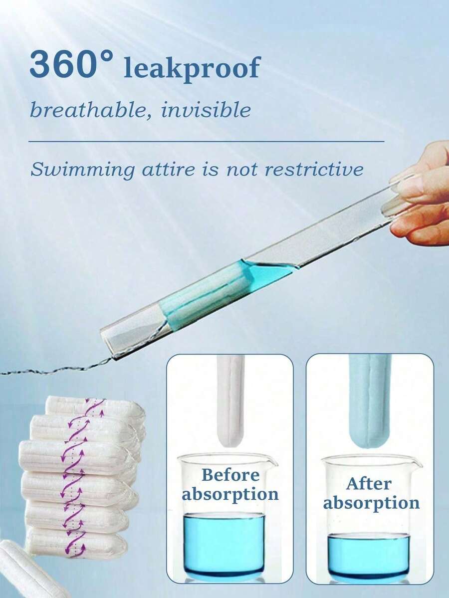 18 unidades, Tampones, Toallas sanitarias para mujeres, Altamente absorbentes, a prueba de fugas, transpirables, inodoras, no contienen blanqueador de cloro, fragancias ni tintes, para nadar
