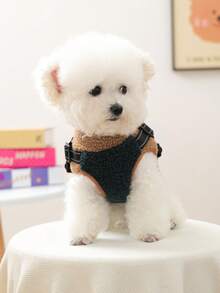 1 件宠物衣服，狗/猫服装，小型犬幼犬可爱宠物衣服，狗狗服装，小型犬秋冬保暖舒适羊毛拼布背带背心 - 绿色/咖啡色 - 彩色 - 查看 5