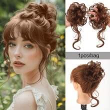 1pc/2pcs Synthetic Messy Updo Hair Bun Chignon Scrunchies Fake Hair Band Braid Elastic Hairpiece Tail For Women Synthetic Curly Ponytail - Multicolor - View 19