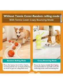 1 szt. Kolorowa, losowa, inteligentna piłka do skakania dla zwierząt to ciekawa i trwała interaktywna zabawka z ładowaniem USB, z gumy termoplastycznej, z losowym ruchem, odpowiednia dla małych psów, dwa kolory do wyboru, odpowiednia do zabawy dla małych psów