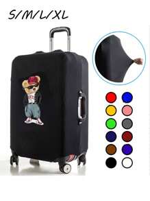 1 PC Luggage Covers 18-32 Inches Bear Printed Suitcase Cover, Strong Elastic Suitcase Cover, Suitcase Protective Cover, Stretch Dust Covers , Travel Accessories Luggage Supplies, Trolley Suitcase Cover