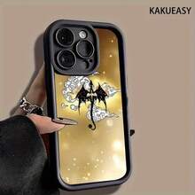 [Teléfono] Funda con estampado de murciélago brillante, textura mate, diseño ergonómico con ranuras en forma de escalera, agarre cómodo, compatible con phone 16 Pro Max, 16, 15 Pro, 14 Plus, 13, 12 Pro, 11 Pro, X, XS Max. Ideal para amigos, parejas y familia. - Negro - Ver 6
