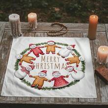 1 pezzo Telo da tarocchi decorativo con stampa di pupazzo di neve e omino di pan di zenzero, realizzato in tessuto di poliestere, ideale per la divinazione. Adatto per Natale e altre occasioni, può essere utilizzato come tovaglia o telo rituale.