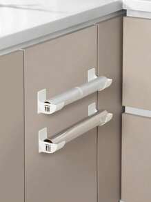 4pcs Wall-Mounted Plastic Storage Rack, No Drill Garbage Bag Holder, Can Be Fixed On Refrigerator Or Cabinet Side, Kitchen Cling Film Storage Rack, Garbage Bag Holder, Storage Rack, Kitchen Supplies - Multicolor - View 5