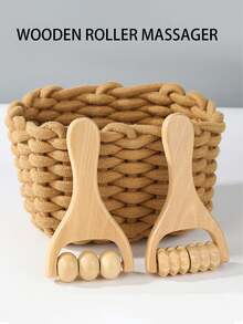 1/2-częściowy przenośny, ręczny, drewniany wałek do masażu, odpowiedni do odblokowywania meridianów i utrzymania zdrowia kręgów szyjnych, talii i nóg, do szkoły, na powrót do szkoły, w podróży, w podróży, w domu, w spa, do masażu, masaż, masażer, spa