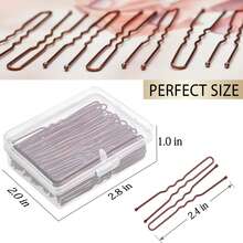 100PCS U-Shaped Hair Pins - Black Bobby Pins For Women (Pain-Free, All Hair Types) - màu nâu - Xem 2