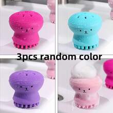 3pcs Silicone Cleansing Brush, Cute Octopus Face Wash Tool, Soft Bristles For Gentle Cleansing, Hypoallergenic, Aluminum-Free, Suitable For All Skin Types - Màu sắc ngẫu nhiên - Xem 13