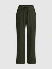 cimmuovere Women's /Nursing Pants, Comfortable Pants, Solid Color Simple Multi-Pocket Pants Spring - Army Green - View 4