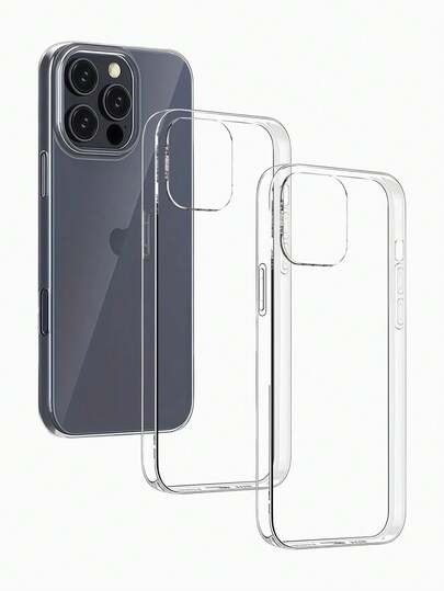 2pcs Simple Transparent Basic Apple Phone Case