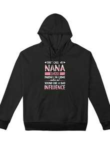 Women's Graphic Hoodies They Call Me Nana Because Partner In Crime Print Long Sleeve Drawstring Pocket Sweatshirt Pullover Tops