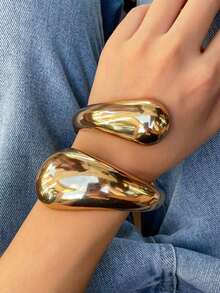 Bộ 1/2 chiếc vòng tay kim loại vuông trơn, thanh lịch, kiểu dáng lò xo, tối giản, thích hợp cho đám cưới, tiệc tùng, cặp đôi, ngày lễ, sinh nhật, quà tặng trang sức đa năng. - vòng đeo tay - Xem 13