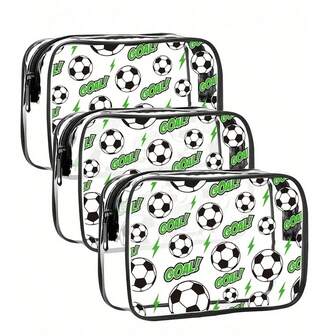 1 pieza Bolsa de aseo de PVC con tema de fútbol, bolsa de maquillaje transparente para la playa, bolsa de aseo de verano para la playa, bolsa de viaje transparente de alta calidad para maquillaje, adecuada para hombres y mujeres, organizador de artículos esenciales para la playa y el baño, vacaciones, vuelta al cole, bolsa para la escuela, bolsa de viaje para mujeres, bolsa de maquillaje para viajes, artículos esenciales para la universidad, organizador de maquillaje