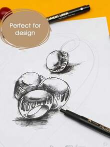 Mobee Super Black German Ink Pigment Liner Pen, 3/6/12 Pcs Fine Tip Pen Set, Metal Clip, German Ink, High-Quality Fine Tip Marker Pen, Water-Based Liner Pen, Master-Level Fine Art Drawing - màu đen - Xem 7