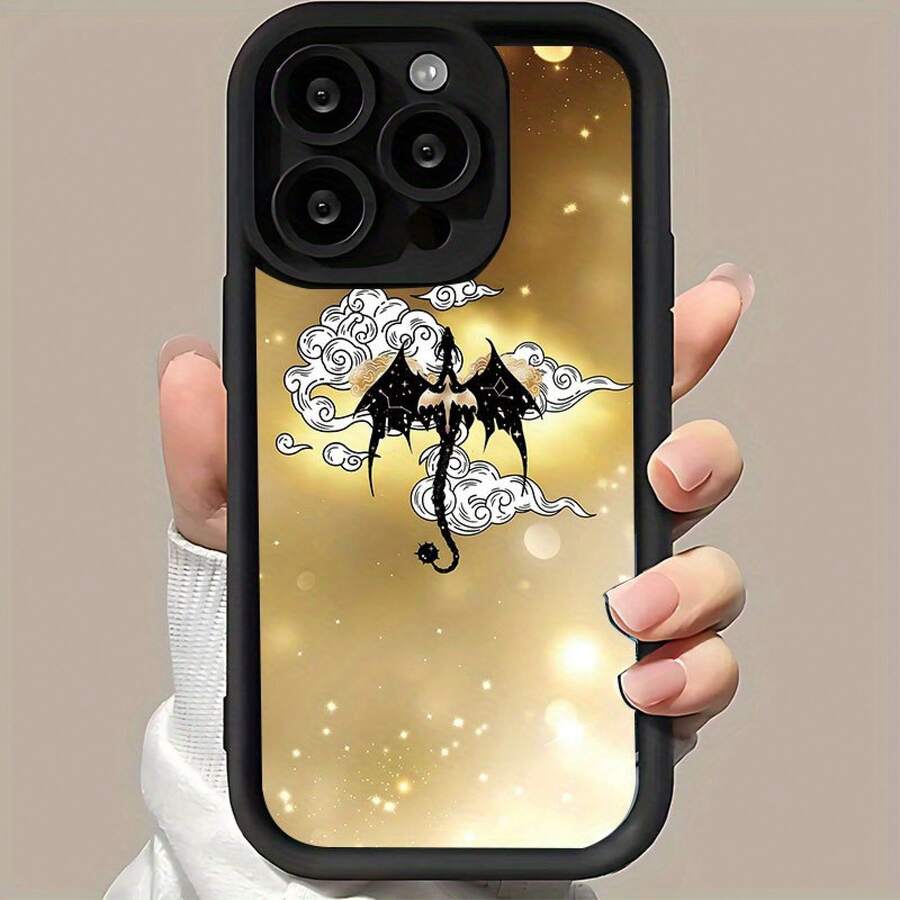 [Teléfono] Funda con estampado de murciélago brillante, textura mate, diseño ergonómico con ranuras en forma de escalera, agarre cómodo, compatible con phone 16 Pro Max, 16, 15 Pro, 14 Plus, 13, 12 Pro, 11 Pro, X, XS Max. Ideal para amigos, parejas y familia. - Negro - Ver 1
