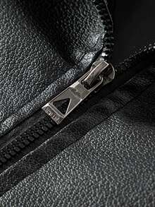 男士时尚休闲PU皮夹克，长袖摩托车夹克，男士必备皮夹克，都市黑色夹克，送朋友、丈夫、男友的礼物 - 黑色 - 查看 5